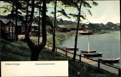 Ak Södertelge Schweden, Strandpromenaden