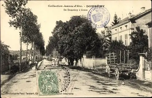 Ak Domrémy la Pucelle Lothringen Vosges, De Domrémy a Greux