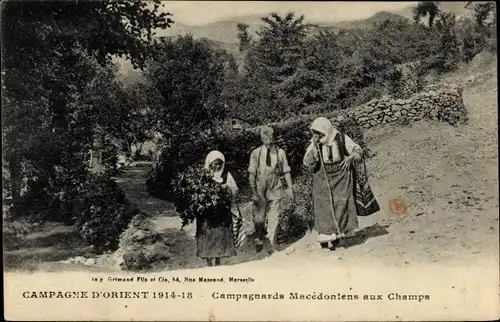 Ak-Orientfeldzug 1914-1918, Mazedonische Landsleute auf den Feldern