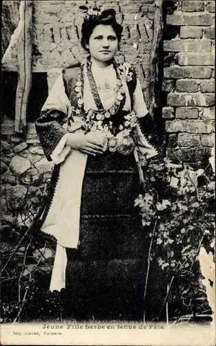 Ak Souvenir d'Orient 1914 a 1918, Jeune Fille Serbe en tenue de Fete