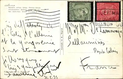 Ak Frau in serbischen Volkstrachten