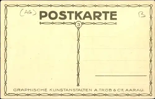 Steindruck Künstler Ak Ernst, Brugg Kt. Aargau Schweiz, Kirche mit Ringmauer