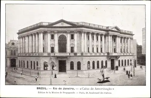 Ak Rio de Janeiro Brasilien, Caixa de Amortisacao, Straßenansicht des Bankgebäudes