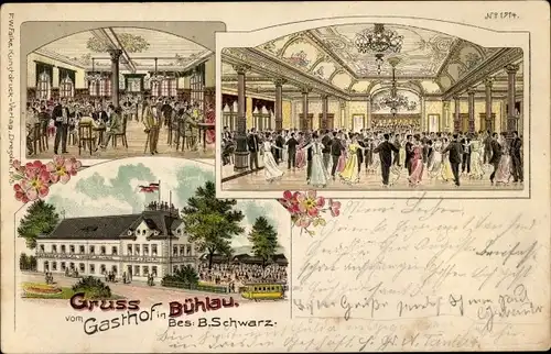 Litho Dresden Bühlau, Gasthof, Innenansicht