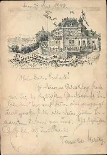 Litho Dresden Nordost Loschwitz, Gasthaus Schöne Aussicht