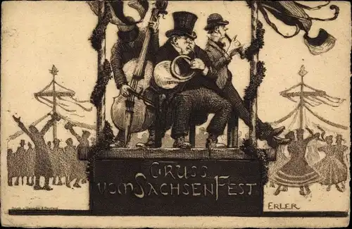 Künstler Ak Erler, Dresden, Sachsenfest 1912, Musiker