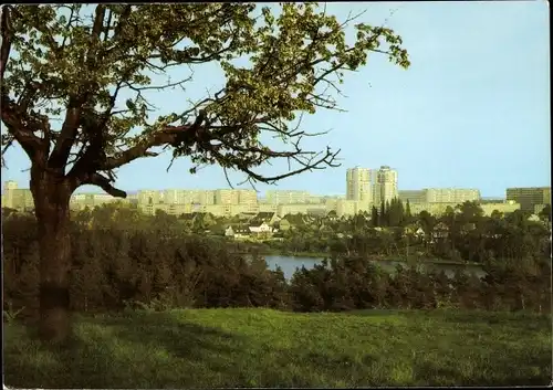 Ak Halle Neustadt, Silhouette der Stadt, Hochhäuser