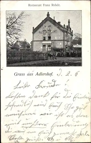 Ak Berlin Treptow Adlershof, Restaurant Franz Rohde