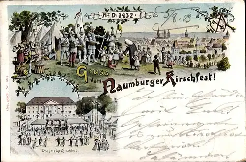Litho Naumburg an der Saale, Naumburger Kirschfest AD 1432, Festplatz