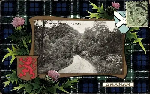 Passepartout Wappen Ak Schottland, Where twines the Path, Clan Graham