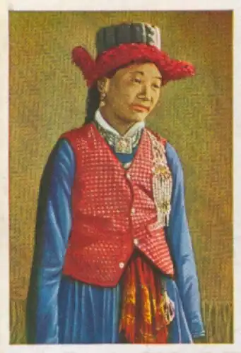Sammelbild Die bunte Welt Album 1 Bild 236, Asiatische Schönheiten, Mädchen aus Tibet