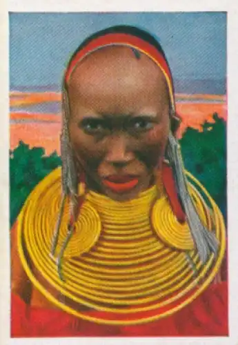 Sammelbild Die bunte Welt Album 1 Bild 260, Eingeborenenschmuck in Afrika, Masaifrau