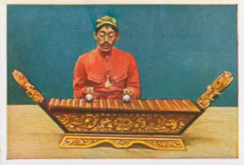 Sammelbild Die bunte Welt Album 1 Bild 156, Javanische Musikinstrumente, Gambang