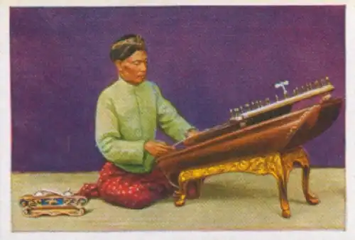 Sammelbild Die bunte Welt Album 1 Bild 154, Javanische Musikinstrumente, Ketjer und Tjelempoeng