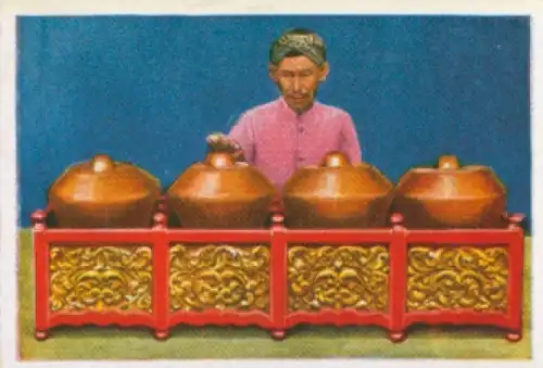 Sammelbild Die bunte Welt Album 1 Bild 155, Javanische Musikinstrumente, Kenong