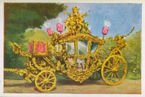 Sammelbild Die bunte Welt Album 1 Bild 203, Alte Prunkwagen, Staatswagen der Königin von Sardinien