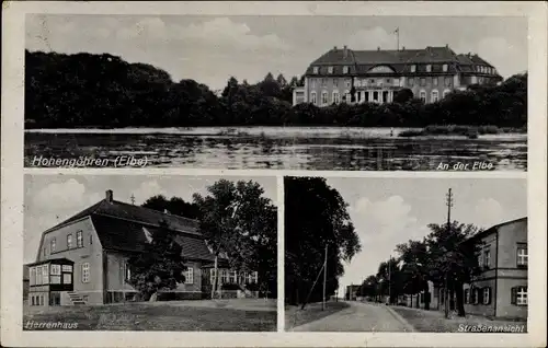 Ak Hohengöhren Schönhausen an der Elbe, Herrenhaus, Strassenansicht, Flusspartie