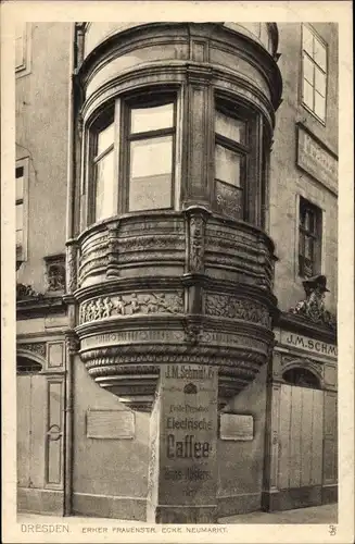 Ak Dresden Altstadt, Erker Frauenstraße, Ecke Neumarkt, Elektrisches Kaffee