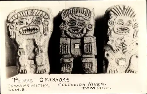 Foto Ak Tampico Mexiko, Piedras Grabadas, Epoca Primitiva, Coleccion Niven