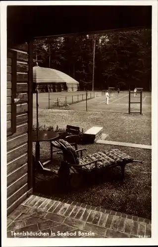 Ak Ostseebad Bansin Heringsdorf auf Usedom, Blick vom Tennishäuschen zum Spielplatz