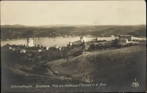 Ak Konstantinopel Istanbul Türkei, Bosphore, Vue des chateaux d'Europe et d'Asie