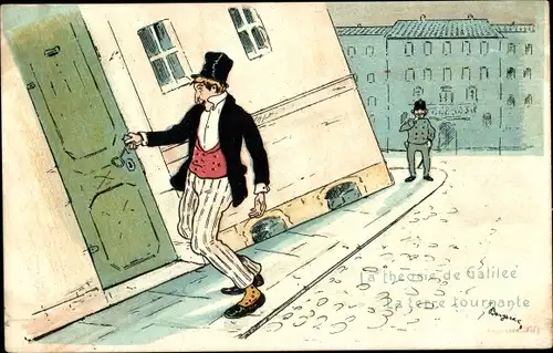 Künstler Ak Die Theorie von Galiläa, der rotierenden Erde