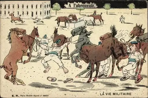 Ak La Vie Militaire, an der Tränke