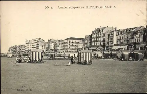 Ak Knokke Heist Heyst Knocke sur Mer Westflandern, Stand, Strandkabinen auf Rädern