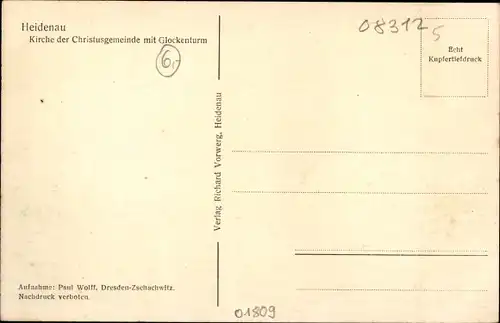 Ak Heidenau in Sachsen, Kirche der Christusgemeinde mit Glockenturm