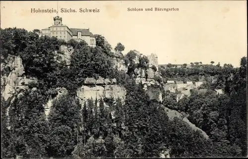 Ak Hohnstein Sächsische Schweiz, Schloss und Bärengarten