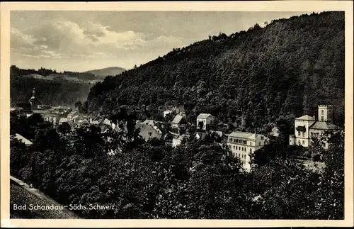 Ak Bad Schandau Sächsische Schweiz, Blick zum Ort