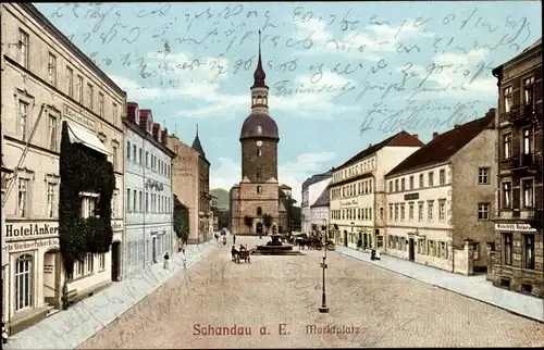 Ak Bad Schandau Sächsische Schweiz, Marktplatz, Hotel Anker