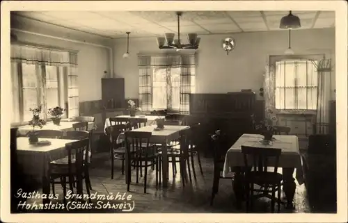 Foto Ak Hohnstein in der Sächsischen Schweiz, Gasthaus Grundmühle