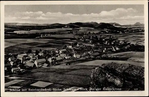 Ak Schöna Sächsische Schweiz, Panorama mit Reinhardtsdorf, Blick von der Kaiserkrone