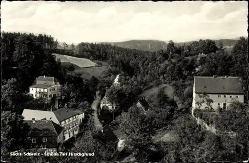 Ak Schöna Sächsische Schweiz, Panorama mit Hirschgrund