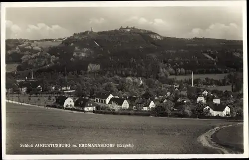 Ak Erdmannsdorf Augustusburg Erzgebirge, Panorama mit Schloss