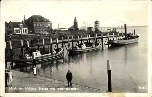 Ak Hoek Zeeland Niederlande, Haven met reddingsbooten