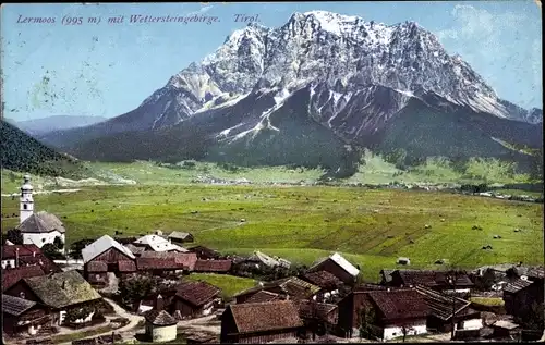 Ak Photochromie Lermoos in Tirol, Teilansicht vom Ort mit Wettersteingebirge