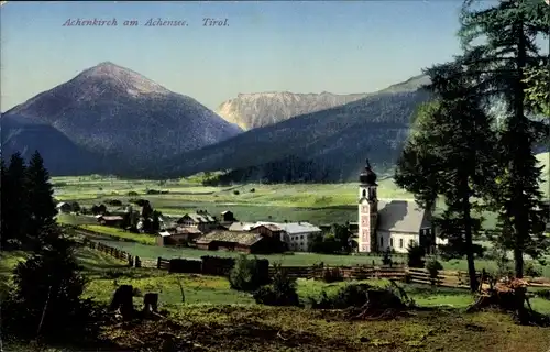 Ak Achenkirch am Achensee Tirol, Teilansicht, Kirche