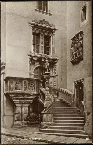 Ak Görlitz, Die Rathaustreppe