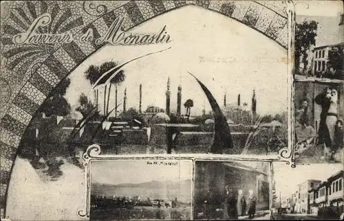 Ak Bitola Monastir Mazedonien, Gesamtansicht, Straßenpartie