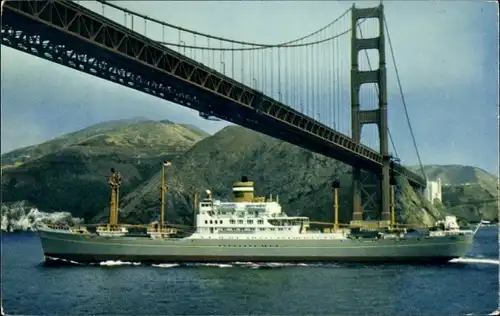 Ak MV Dinteldyk, Holland America Line, HAL, San Francisco, Golden Gate Bridge