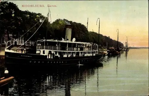 Ak Dampfer Schouwen im Hafen von Middelburg