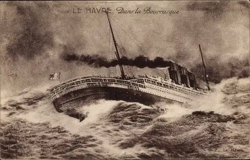 Ak Le Havre, Liner in der Squall