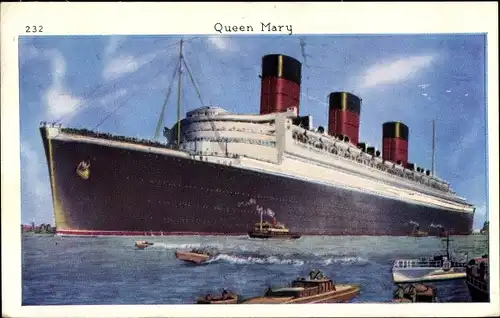 Ak RMS Queen Mary, Superliner der Cunard White Star Line