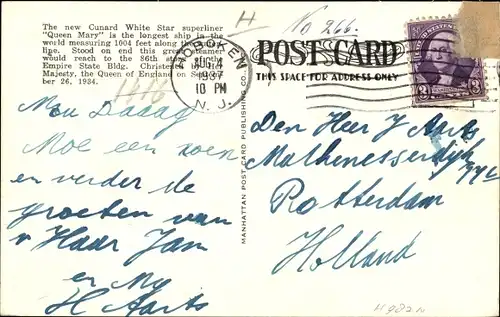 Ak RMS Queen Mary, Superliner der Cunard White Star Line