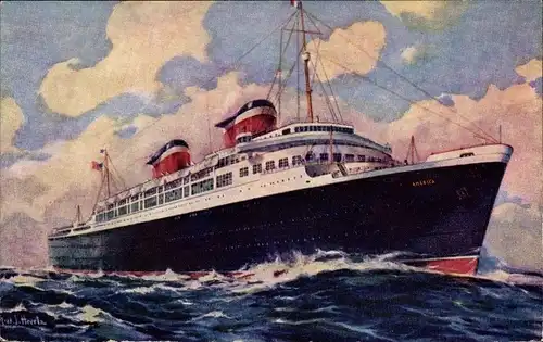 Künstler Ak USL Dampfer SS America, United States Lines