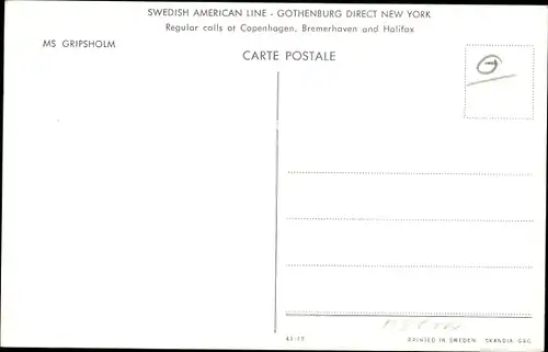 Ak MS Gripsholm, Swedish American Line