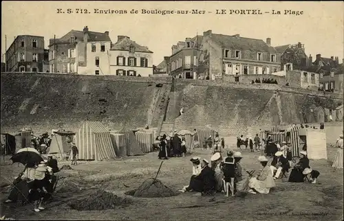 Ak Le Portel Pas de Calais, La Plage