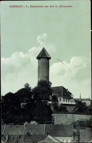 Ak Auerbach im Vogtland Sachsen, Schlossturm aus dem 11. Jahrhundert